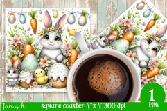 cute EASTER rabbit Square Coaster spring Sublimation PNG Product Image 1