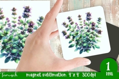 Herbs Garden magnet sublimation / watercolor JPG Product Image 1