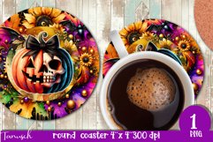 funny FALL Pumpkin with Bow Round Coaster sublimation bundle Product Image 14