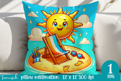 funny hello Summer beach PILLOW sublimation design Product Image 1