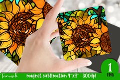stained glass sunflower sublimation magnet sublimation PNG Product Image 1
