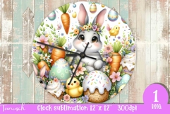 cute EASTER rabbit Wall Clock spring Sublimation PNG Product Image 1