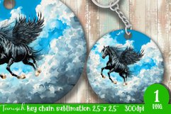 watercolor horse keychain Sublimation design PNG Product Image 1