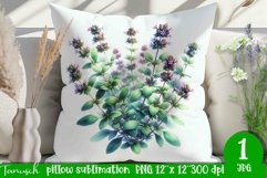 THYME pillow sublimation / watercolor herbs garden PNG Product Image 1