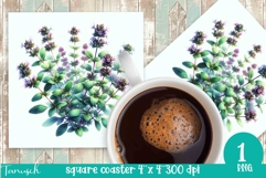 Herbs Garden square coaster sublimation / watercolor Product Image 1