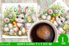 cute EASTER rabbit Square Coaster spring Sublimation PNG Product Image 1