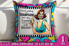 retro housewife funny woman pillow sublimation design JPG Product Image 1