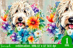 watercolor Komondor dog sublimation PNG Product Image 1