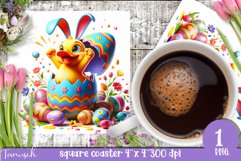 EASTER hatching egg square coaster spring Sublimation Product Image 1