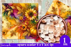 FALL Pumpkin, LEAVES &amp; Sunflowers square coaster bundle Product Image 15