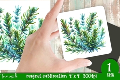 Herbs Garden magnet sublimation / watercolor JPG Product Image 1