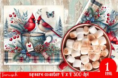 cute rustic Christmas Square Coaster sublimation / snowman Product Image 1