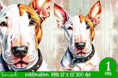 watercolor Bull Terrier dog sublimation PNG Product Image 1