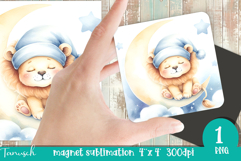 watercolor nursery Animals MAGNET sublimation / Baby Lion Product Image 1