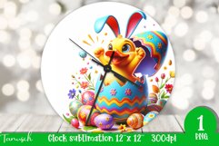funny happy EASTER wall clock Sublimation hatching Egg Product Image 1