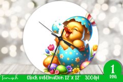 funny happy EASTER wall clock Sublimation hatching Egg Product Image 1
