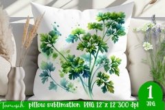 PARSLEY pillow sublimation / watercolor herbs garden PNG Product Image 1