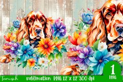 watercolor Cocker Spaniel dog sublimation PNG Product Image 1