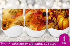 FALL Pumpkin &amp; Sunflowers Wine Tumbler sublimation bundle Product Image 18