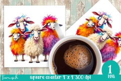 funny farm animals square coaster sublimation PNG Product Image 1
