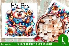 funny christmas BEAR Square Coaster Sublimation Fine Product Image 1