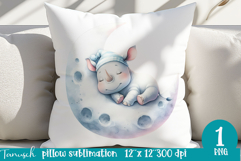 cute watercolor nursery Sleeping Animals PILLOW sublimation Product Image 1