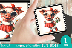 whimsical animals magnet sublimation design PNG Product Image 1