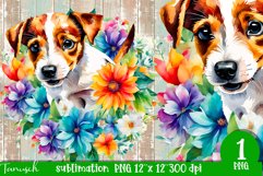 watercolor Jack Russel dog sublimation PNG Product Image 1