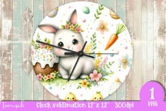 cute EASTER rabbit Wall Clock spring Sublimation PNG Product Image 1