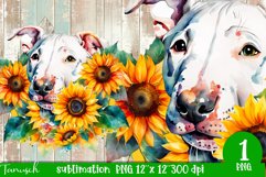 watercolor Bull Terrier dog sublimation PNG Product Image 1