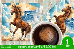 Watercolor horse memorial SQUARE COASTER sublimation PNG Product Image 1