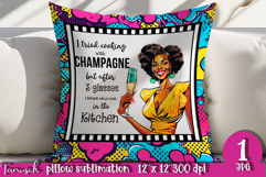 retro housewife funny woman pillow sublimation design JPG Product Image 1