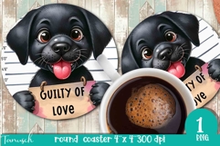 funny mugshot dog in prison Round Coaster sublimation design Product Image 1