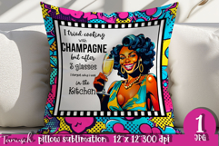 retro housewife funny woman pillow sublimation design JPG Product Image 1