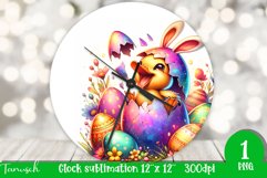 funny happy EASTER wall clock Sublimation hatching Egg Product Image 1