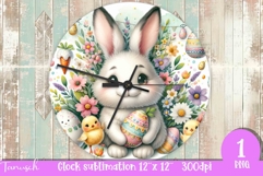 cute EASTER rabbit Wall Clock spring Sublimation PNG Product Image 1