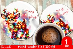 funny christmas round coaster Sublimation PNG Product Image 1