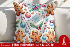 cute rustic Christmas Pillow sublimation / gingerbread Product Image 1