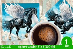 Watercolor horse memorial SQUARE COASTER sublimation PNG Product Image 1
