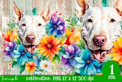 watercolor Bull Terrier dog sublimation PNG Product Image 1