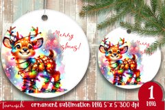 funny christmas deer Ornament Sublimation PNG Product Image 1