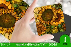 stained glass sunflower sublimation magnet sublimation PNG Product Image 1