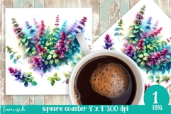 Herbs Garden square coaster sublimation / watercolor Product Image 1