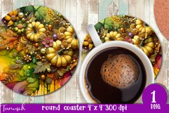 FALL Pumpkin &amp; Sunflowers Round Coaster sublimation bundle Product Image 17