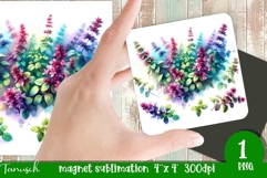 Herbs Garden magnet sublimation / watercolor JPG Product Image 1