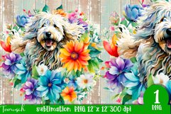 watercolor Komondor dog sublimation PNG Product Image 1