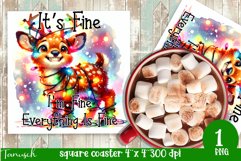 funny christmas DEER Square Coaster Sublimation Fine Product Image 1