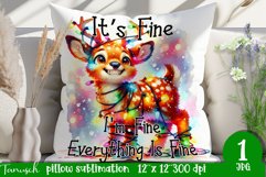 funny christmas DEER Pillow It's fine, I'm fine Product Image 1