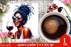 funny Mother&#039;s DAY Wine square coaster Sublimation Coffee Product Image 1