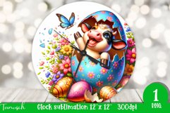 funny happy EASTER wall clock Sublimation hatching Egg Product Image 1